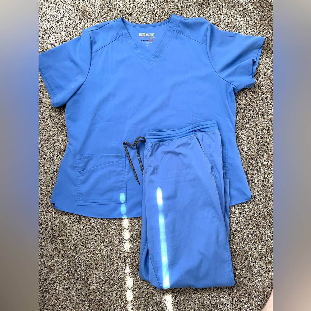 Greys Anatomy Ciel Blue Plus Size Scrub Set